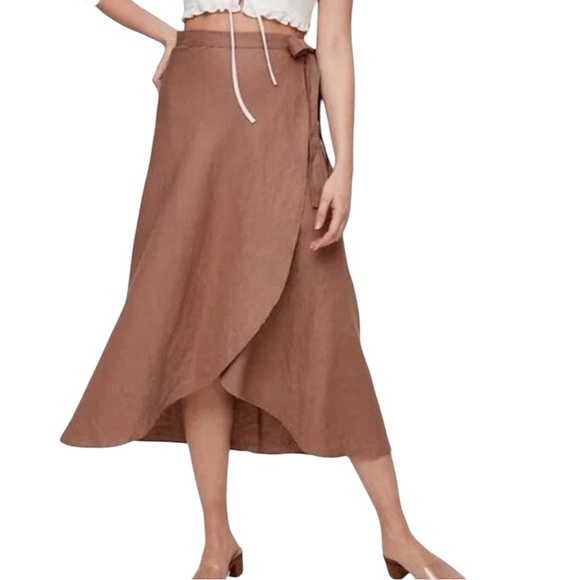 Aritzia Wilfred Eleta Linen Wrap Skirt - Picture 1 of 10